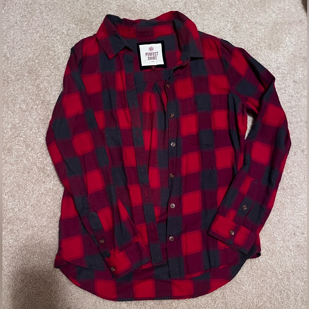 Red and navy blue flannel